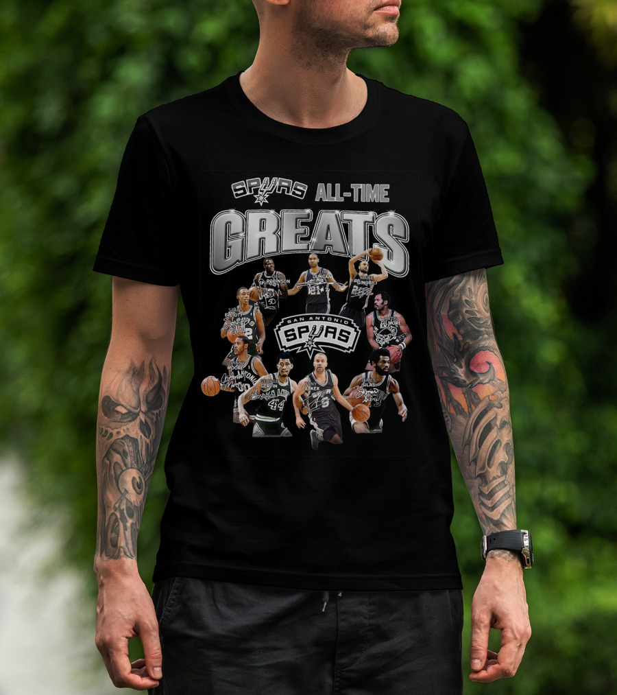 Spurs All-Time Greats San Antonio Spurs Robinson Parker Duncan Ginobili Bowen Johnson Elliott Gervin Lucas T-Shirt