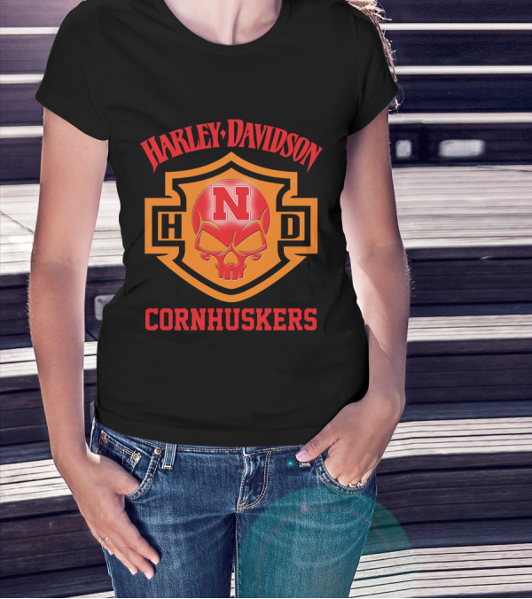 Harley Davidson Nebraska Cornhuskers Football Fans 127 T-Shirt
