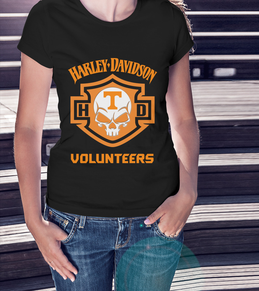 Harley Davidson Volunteers Skull Tennessee Ncaa Football Fans T-Shirt