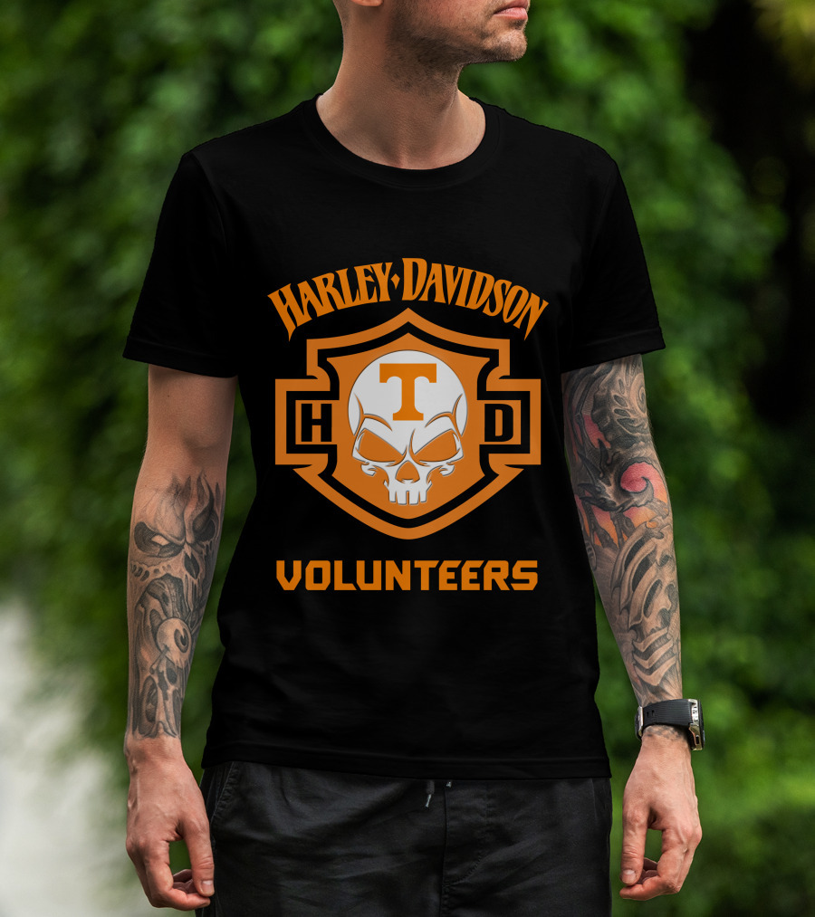 Harley Davidson Volunteers Skull Tennessee Ncaa Football Fans T-Shirt