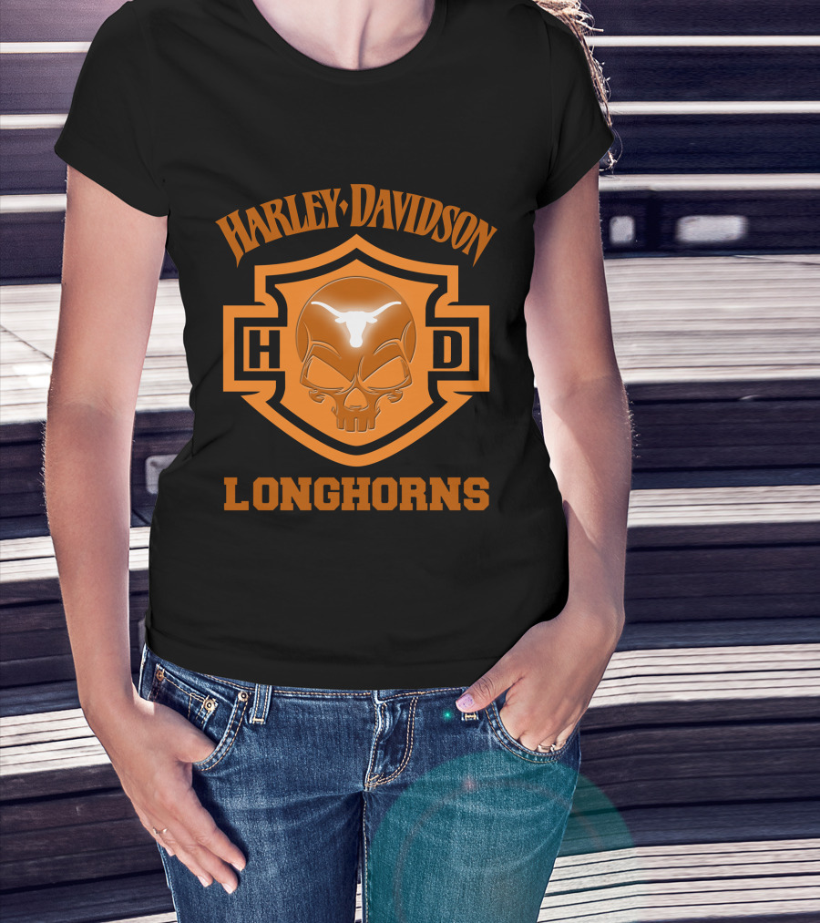 Harley Davidson Hd Longhorns Texas Ncaa Football Fans 127 T-Shirt