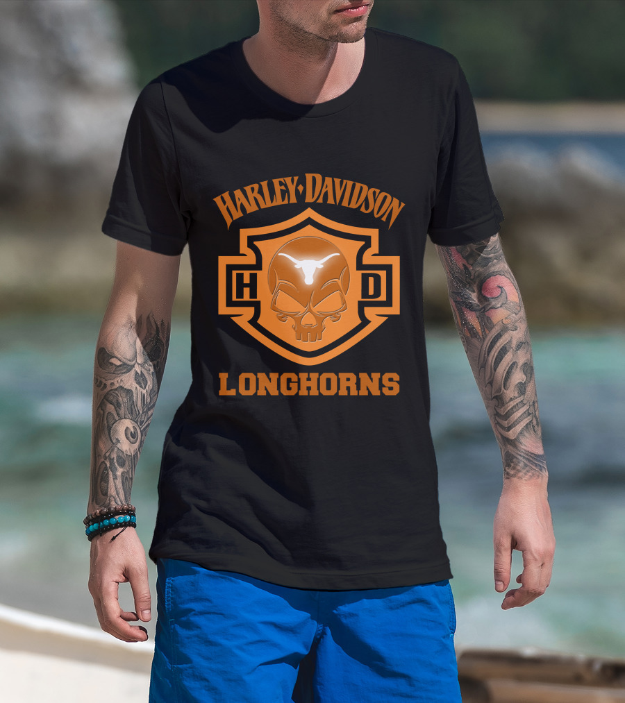 Harley Davidson Hd Longhorns Texas Ncaa Football Fans 127 T-Shirt