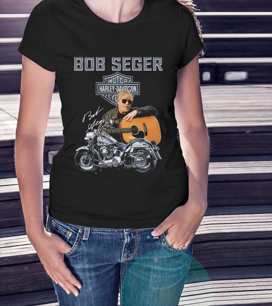 Bob Seger Harley Davidson Motorcycle Guitar Signature T-Shirt