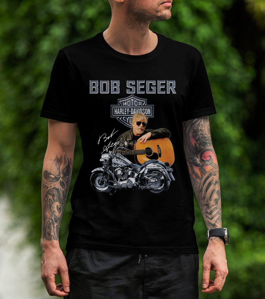 Bob Seger Harley Davidson Motorcycle Guitar Signature T-Shirt