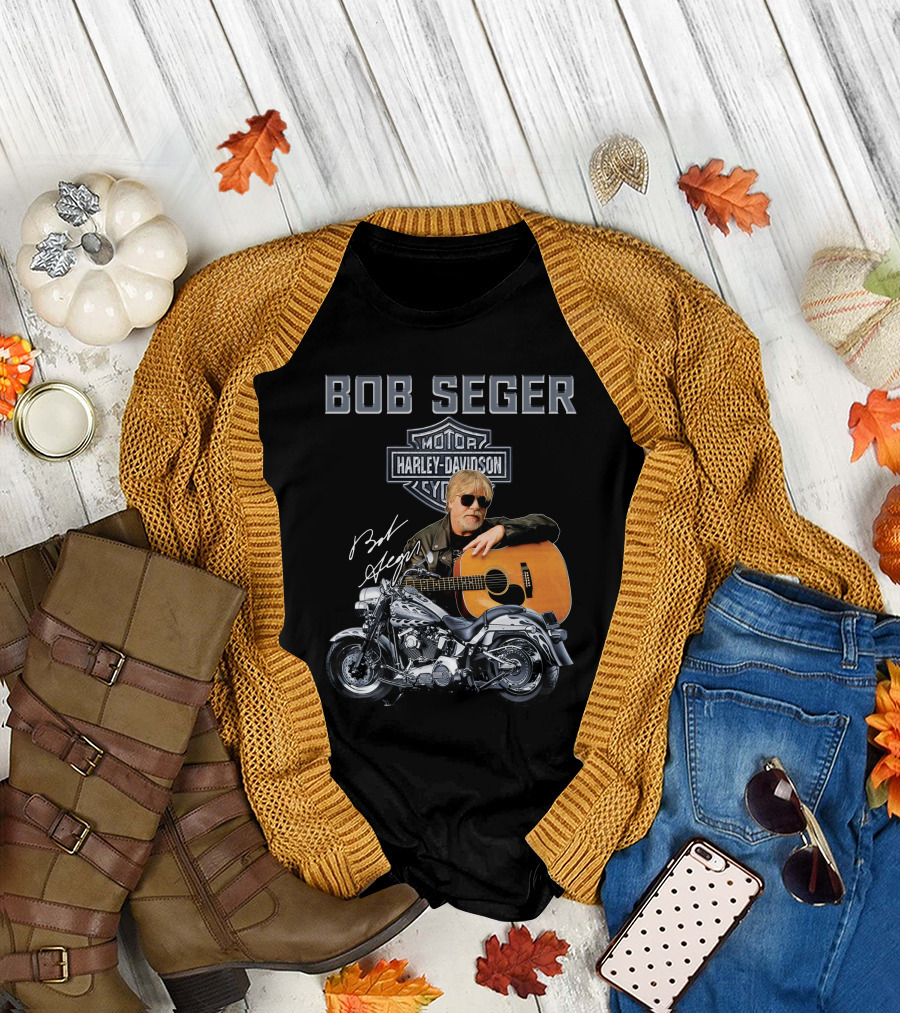 Bob Seger Harley Davidson Motorcycle Guitar Signature T-Shirt
