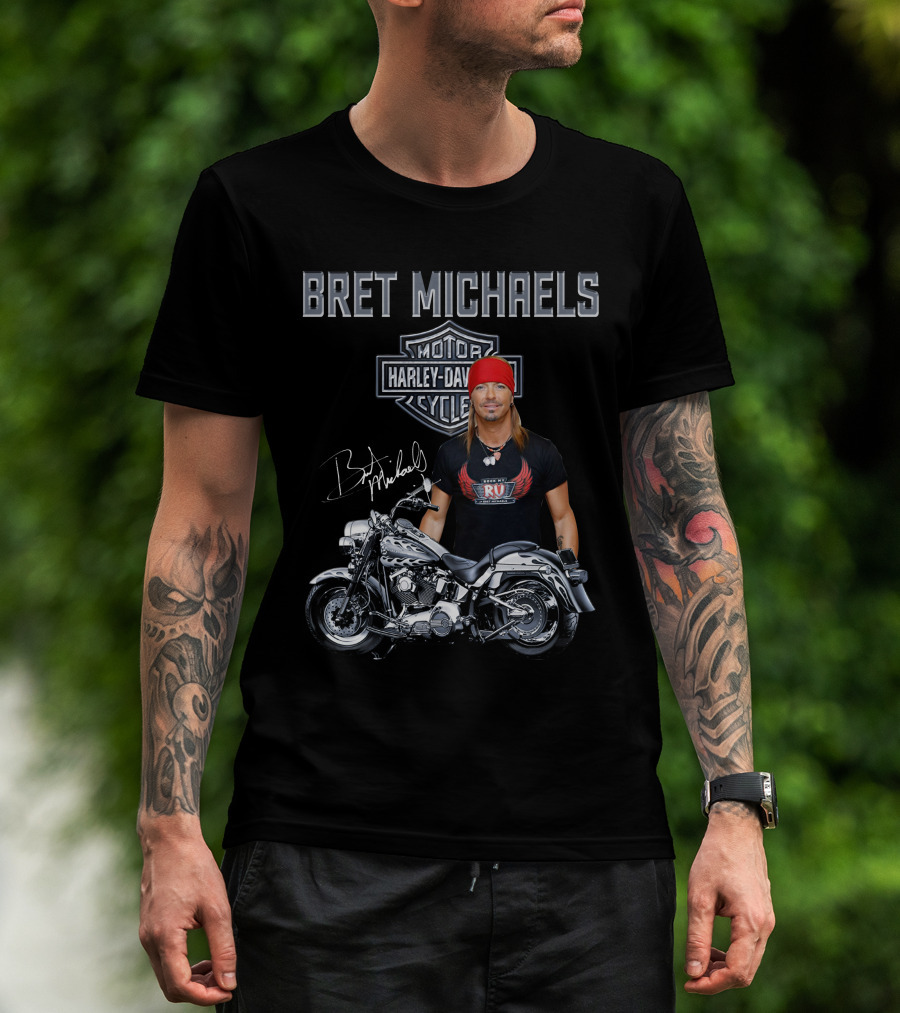 Bret Michaels Harley Davidson Motorcycle Rv Signature T-Shirt