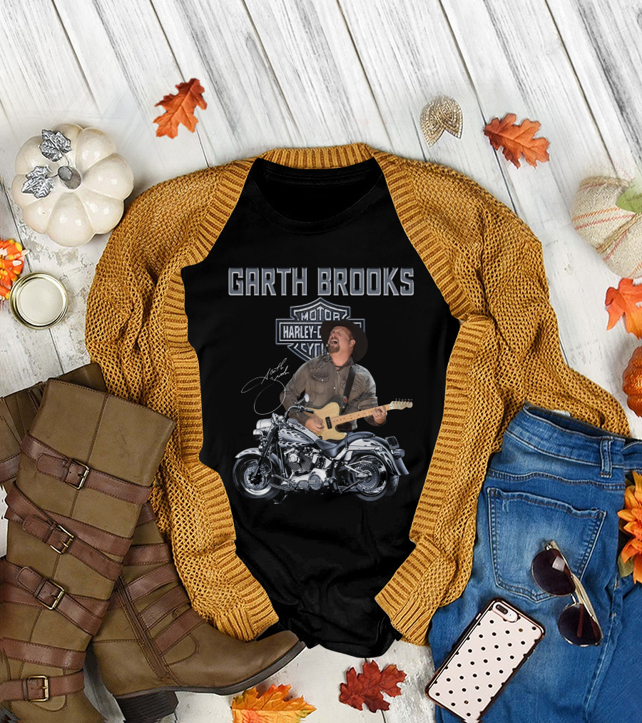 Garth Brooks Harley Davidson Motorcycles Musician Signature T-Shirt