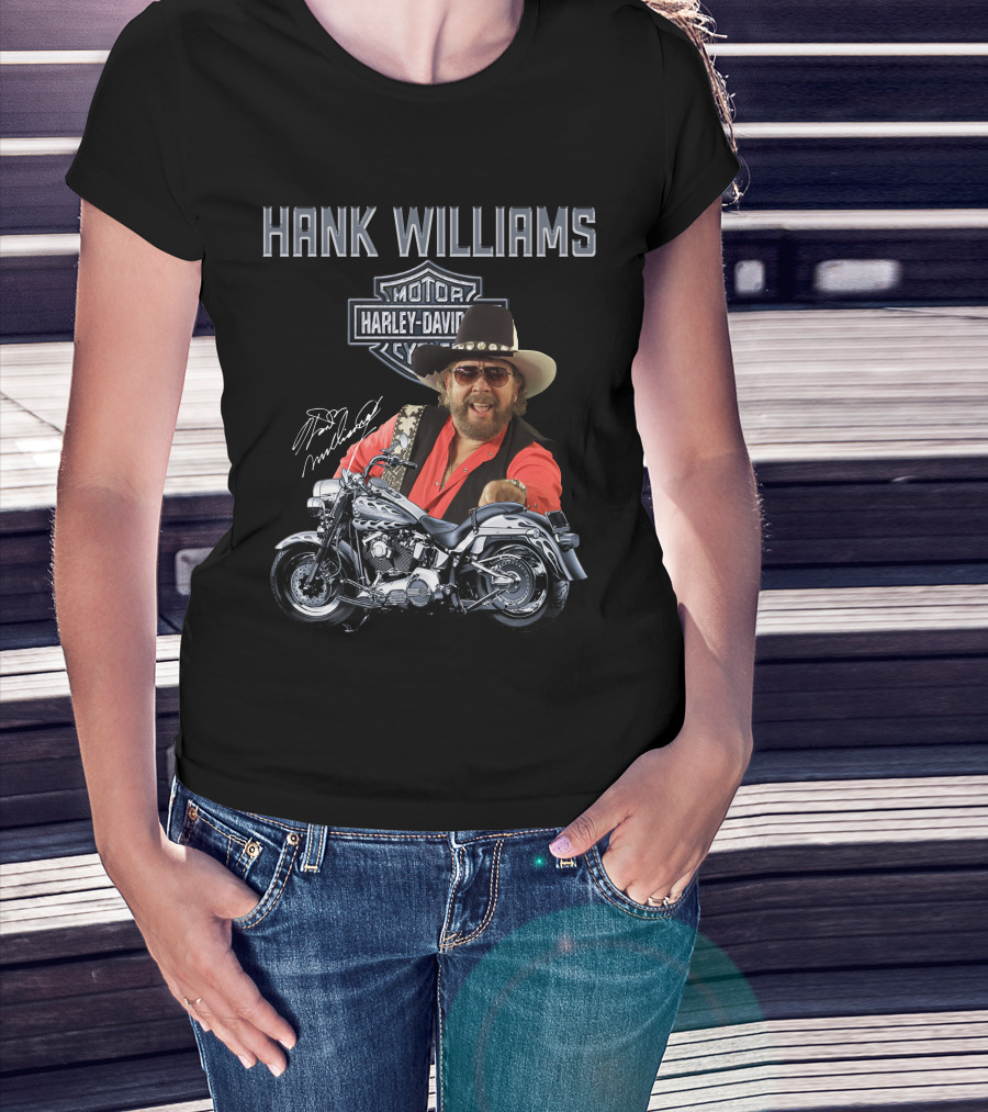 Hank Williams Harley Davidson Motorcycle Signature T-Shirt