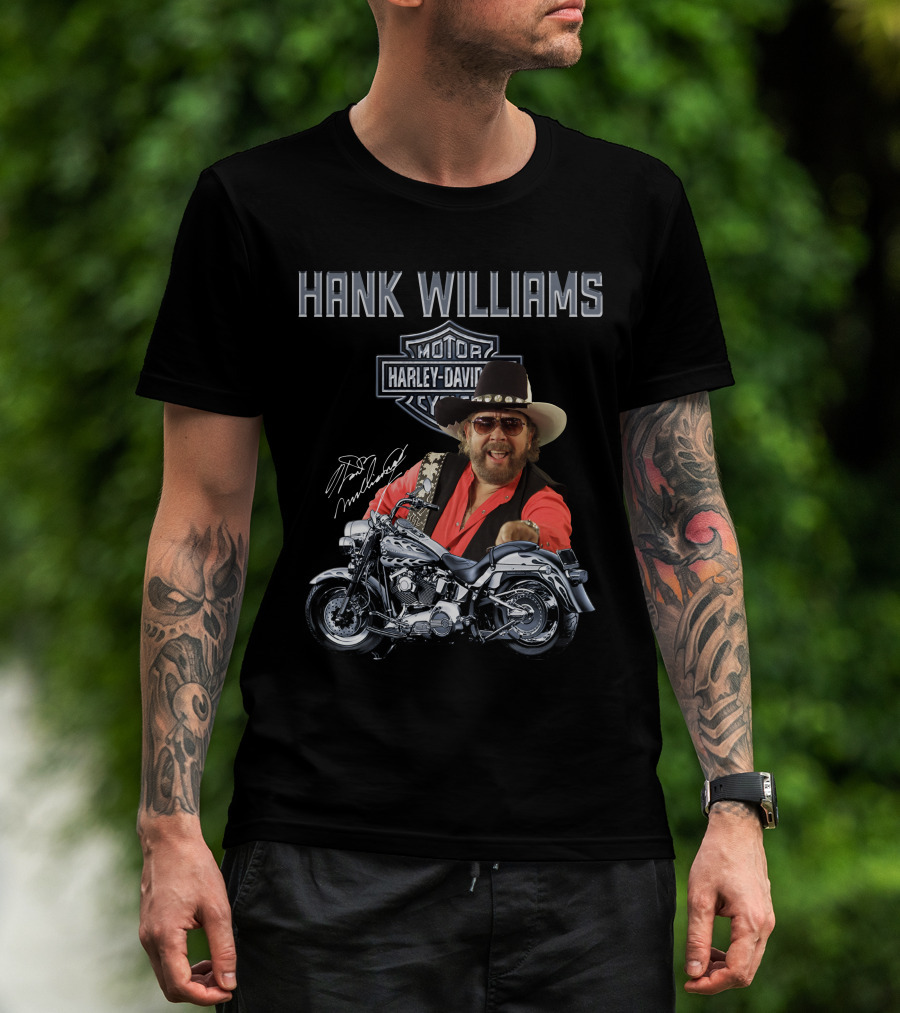 Hank Williams Harley Davidson Motorcycle Signature T-Shirt
