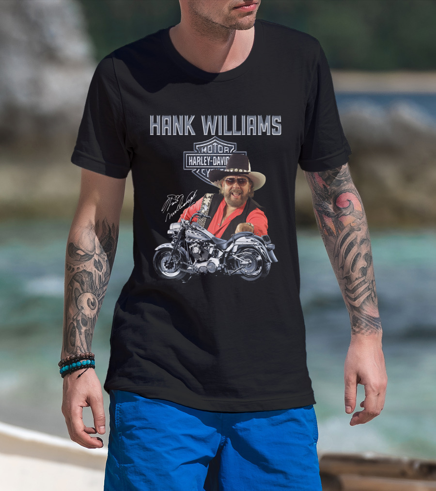 Hank Williams Harley Davidson Motorcycle Signature T-Shirt