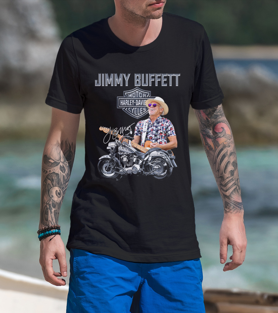 Jimmy Buffett Harley Davidson Motorcycles Vintage Style T-Shirt
