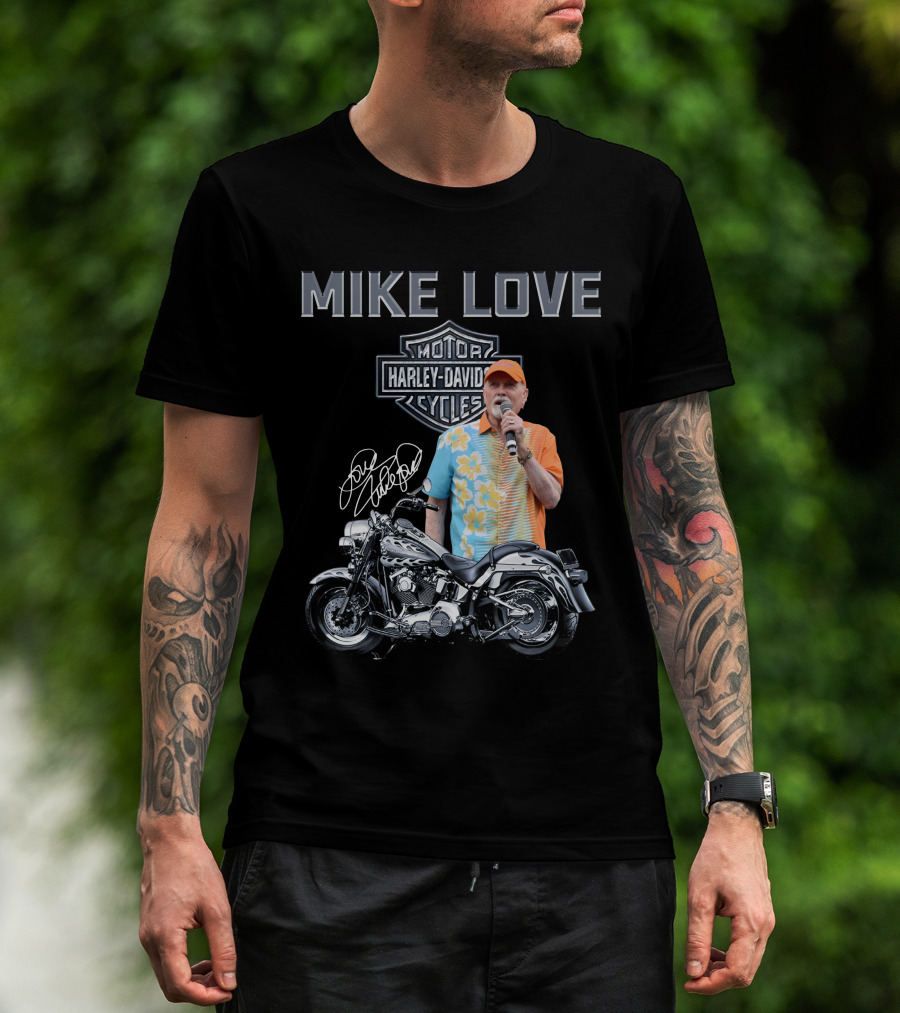Mike Love Harley Davidson Motorcycle Signature T-Shirt
