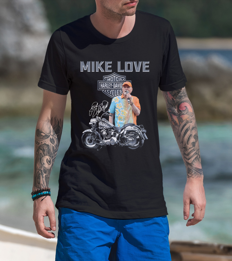 Mike Love Harley Davidson Motorcycle Signature T-Shirt