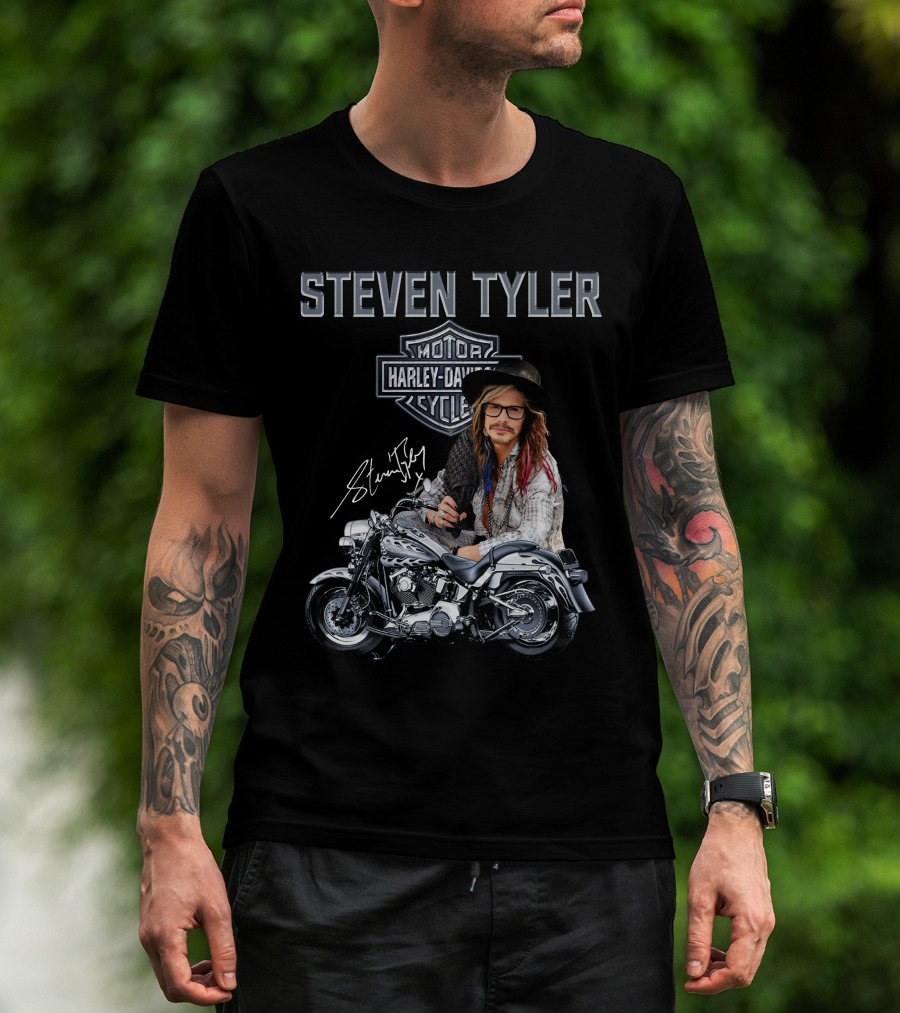 Steven Tyler Harley Davidson Motorcycles Signature T-Shirt