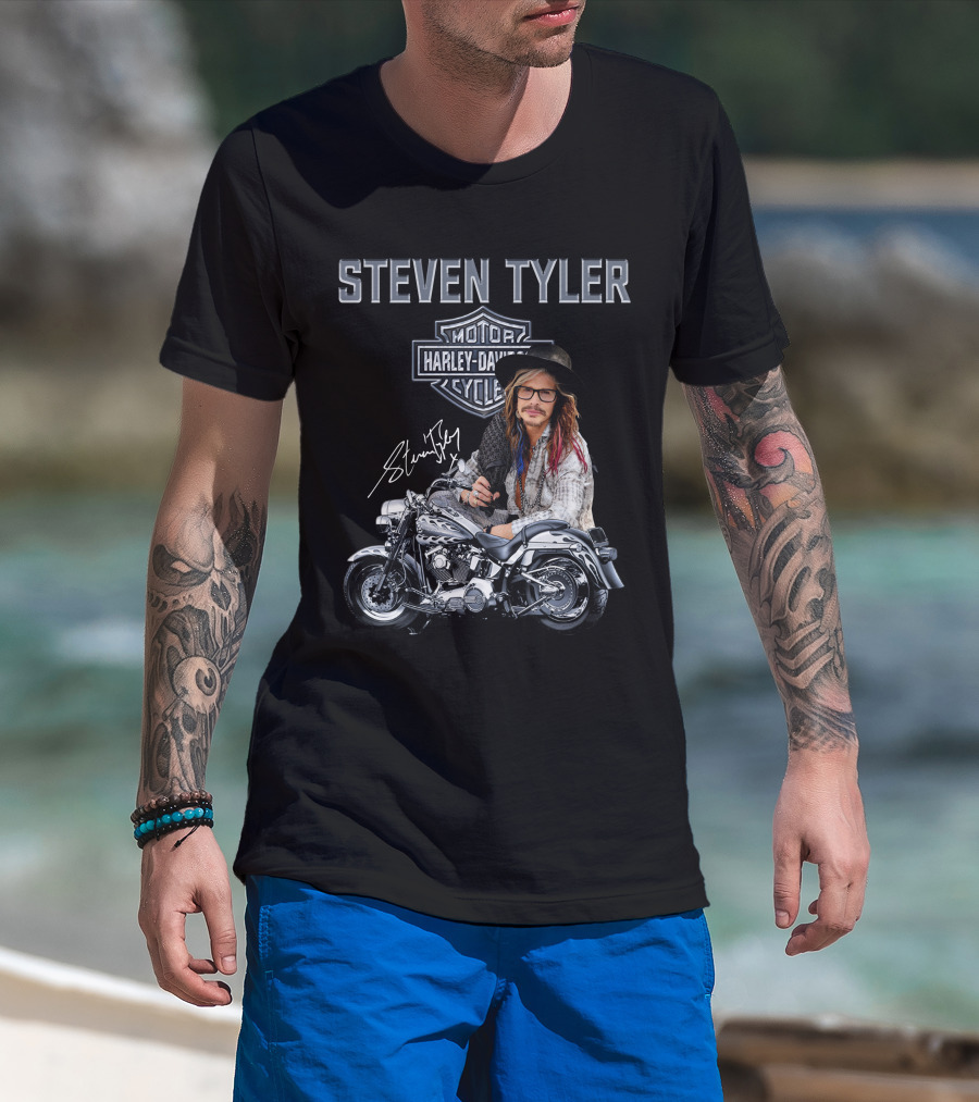 Steven Tyler Harley Davidson Motorcycles Signature T-Shirt