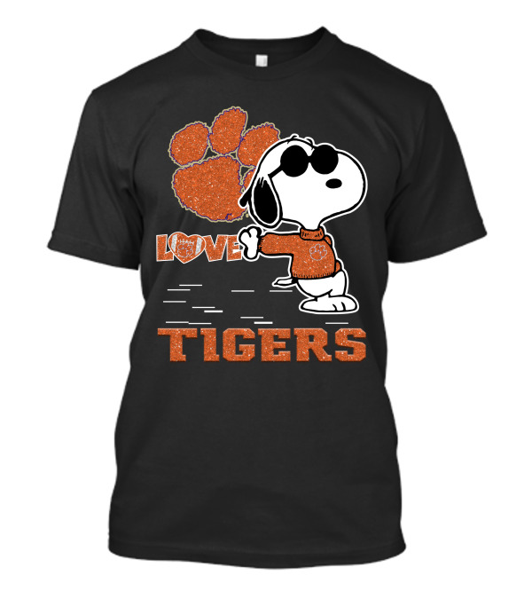 Snoopy Love Clemson Tigers Paw Prints T-Shirt
