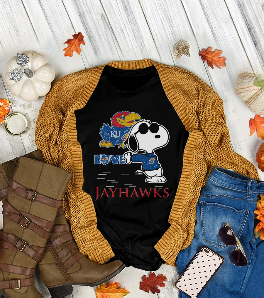 Snoopy KU Love Jayhawks T-Shirt