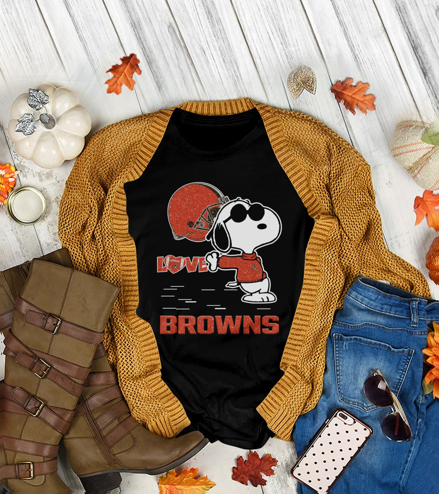 Snoopy Love Browns Cleveland Nfl Football Fans T-Shirt