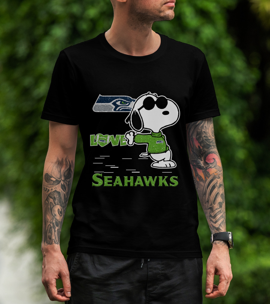 Snoopy Love Seahawks Seattle Football Iconic Peanuts Fandom T-Shirt