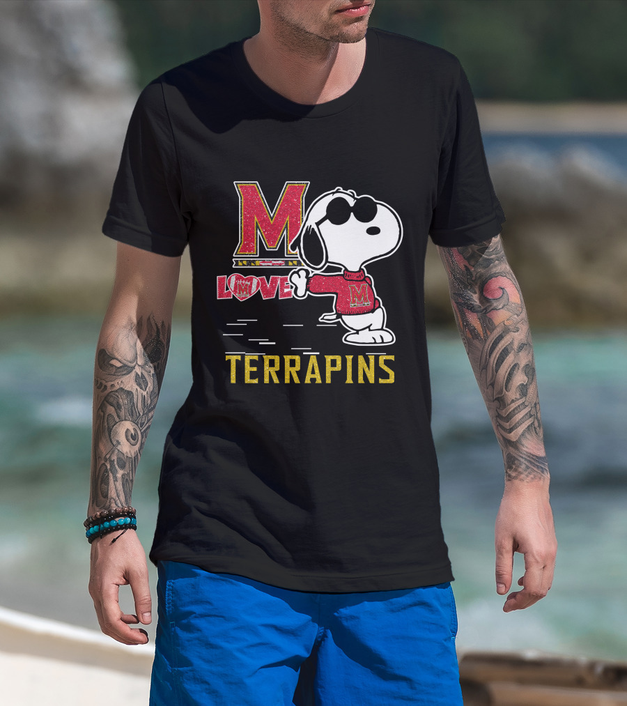 Snoopy Maryland Terrapins Love M T-Shirt