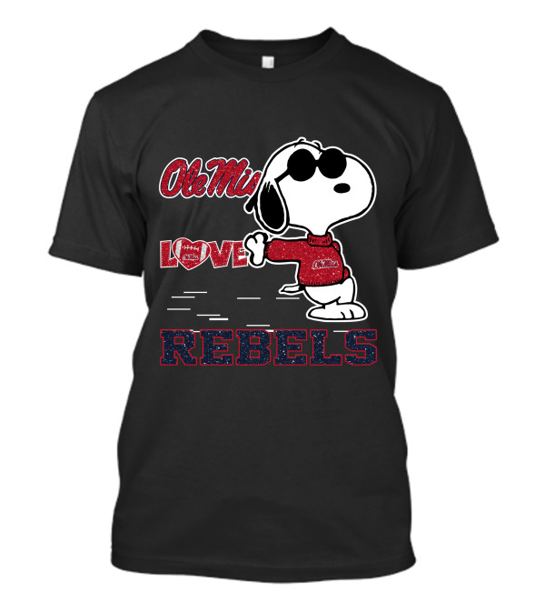 Snoopy Ole Miss Rebels Love Football T-Shirt