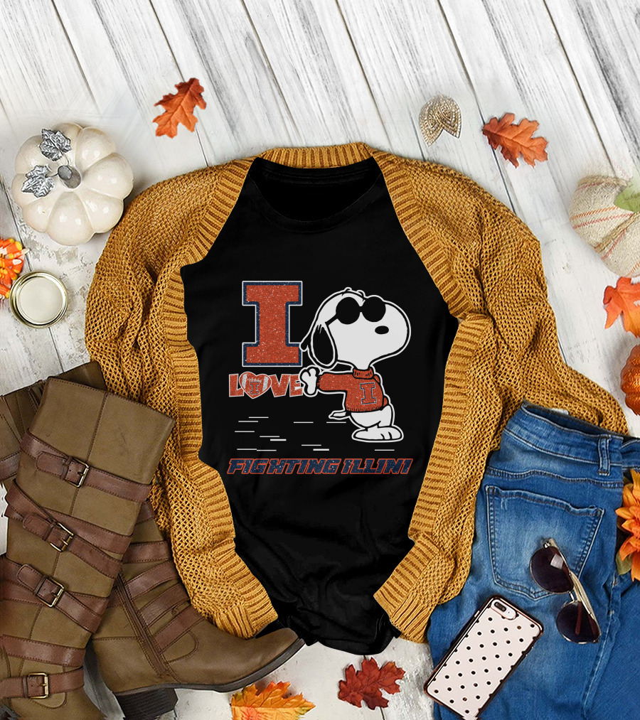 I Love Snoopy Illinois Fighting Illini T-Shirt