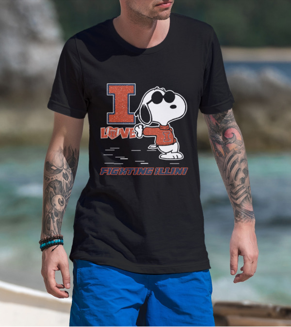 I Love Snoopy Illinois Fighting Illini T-Shirt