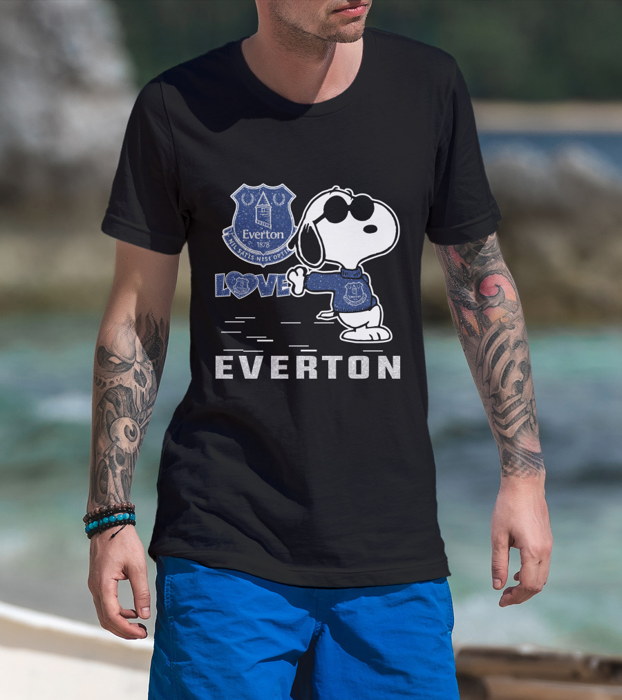 Snoopy Love Everton Fc 1878 Badge And Slogan T-Shirt