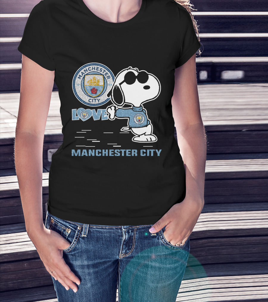 Snoopy Love Manchester City Badge Character Collection T-Shirt
