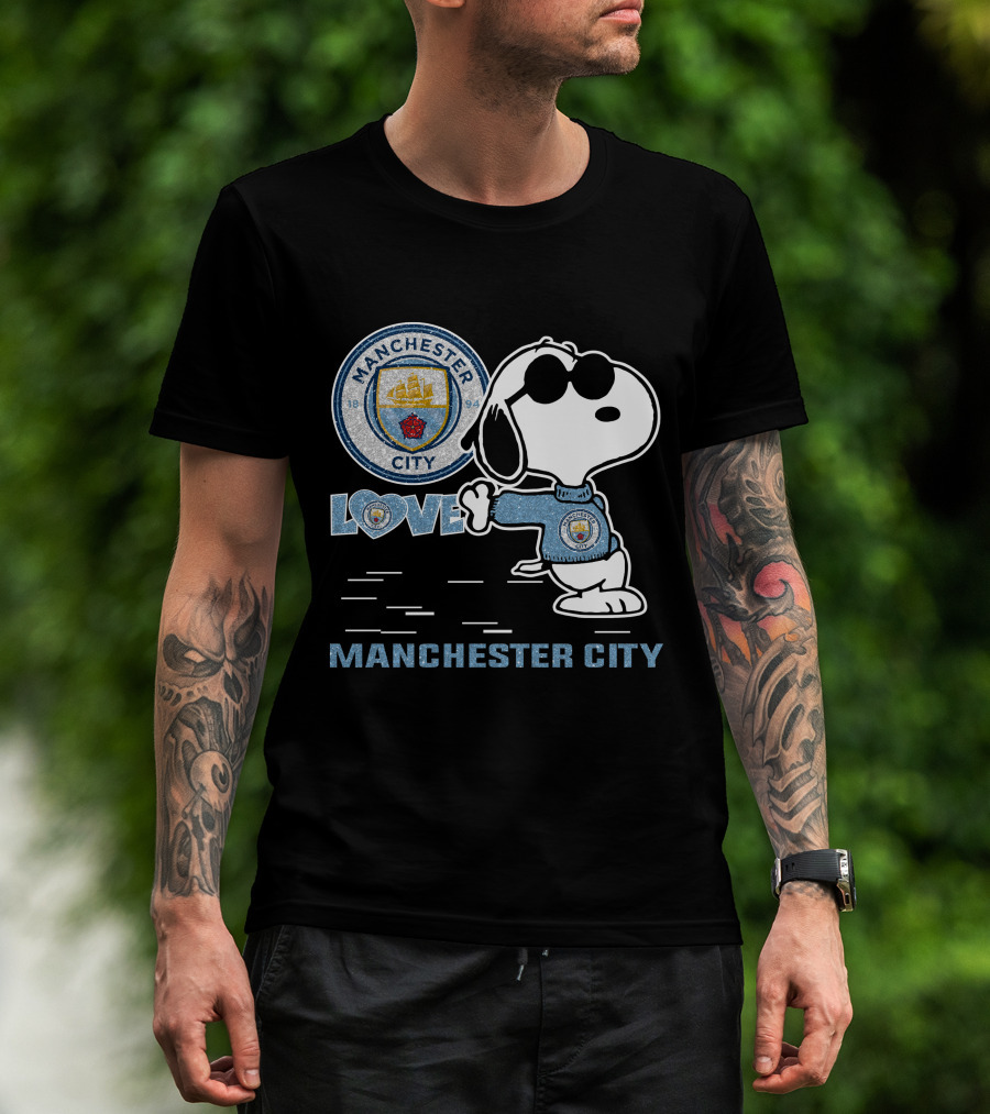 Snoopy Love Manchester City Badge Character Collection T-Shirt