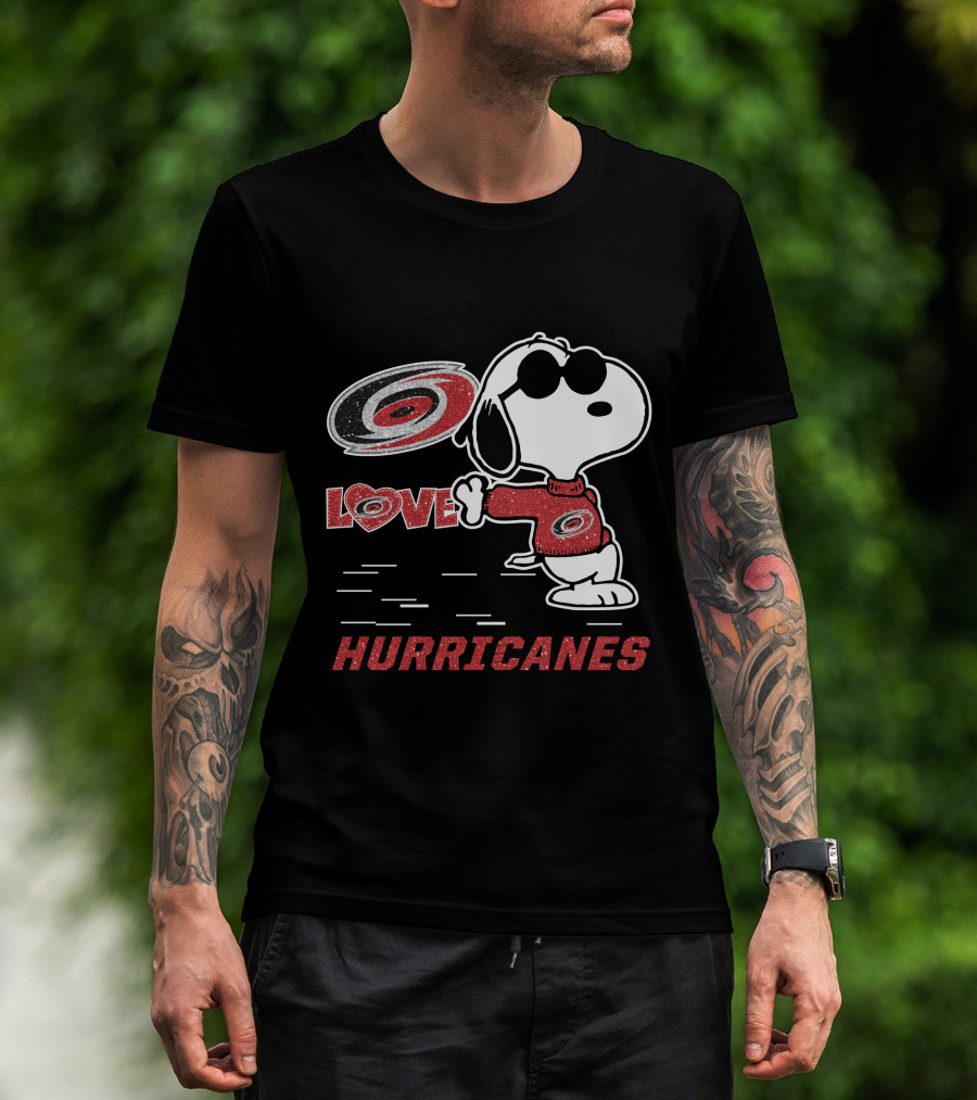 Snoopy Love Carolina Hurricanes Peanuts Hockey Fans T-Shirt