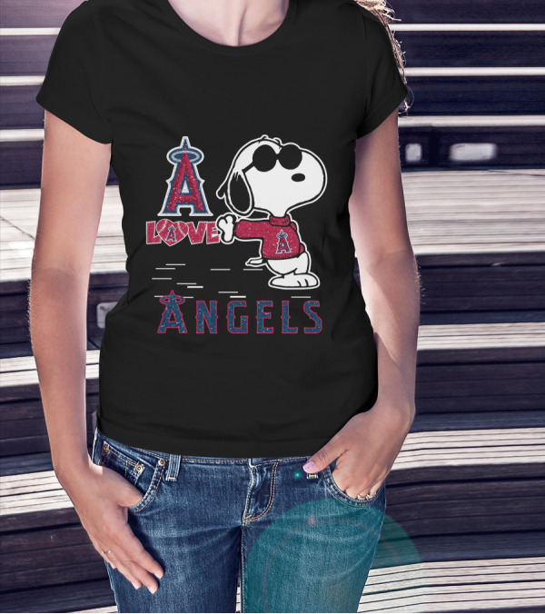 Snoopy Love Los Angeles Angels A Angels T-Shirt