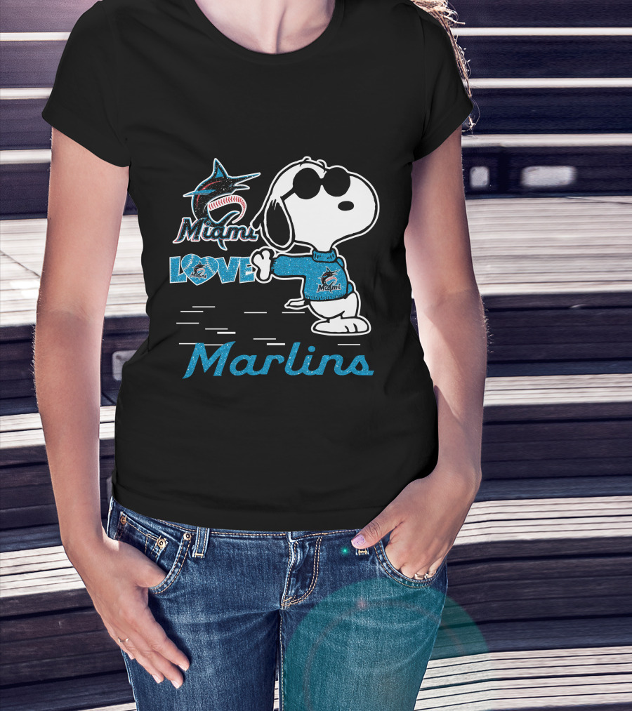 Snoopy Miami Marlins Love T-Shirt