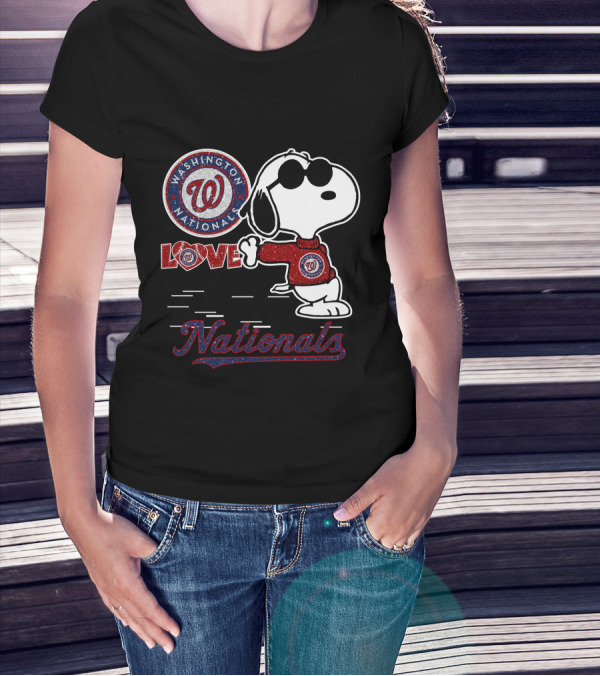 Snoopy Love Washington Nationals Logo Baseball T-Shirt