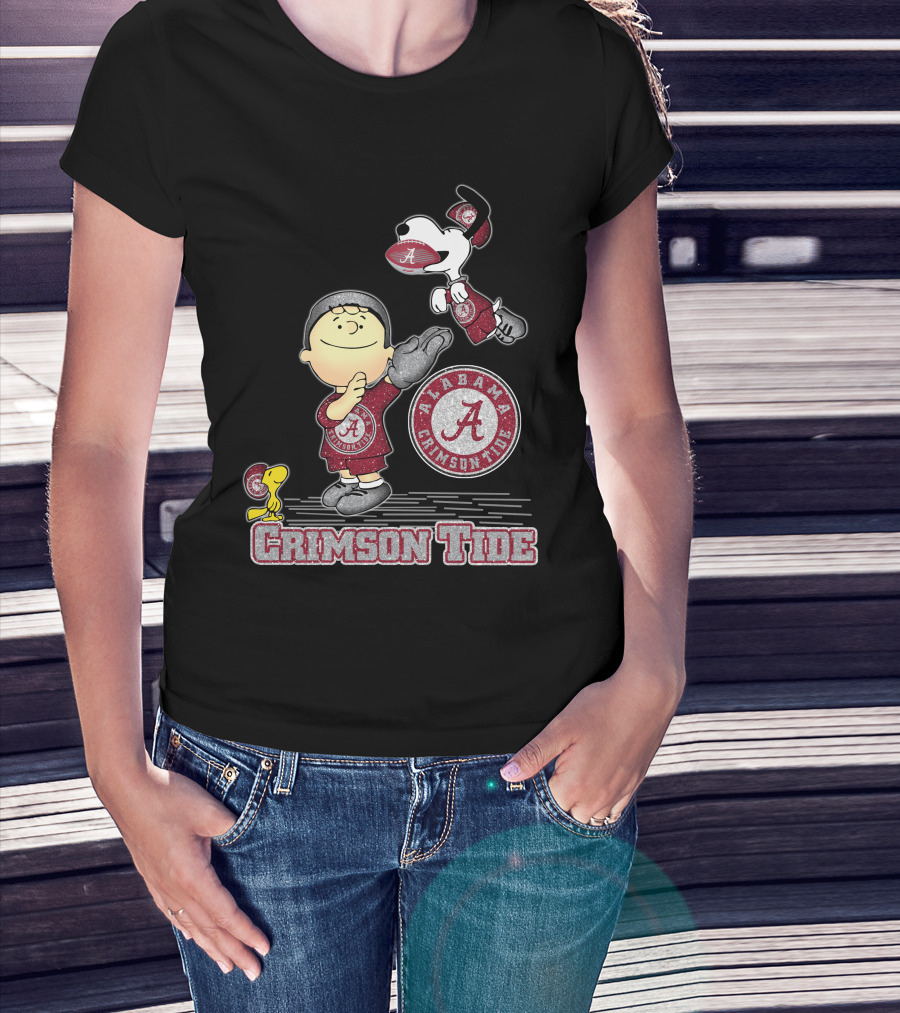 Snoopy And Woodstock Celebrate Alabama Crimson Tide Football T-Shirt