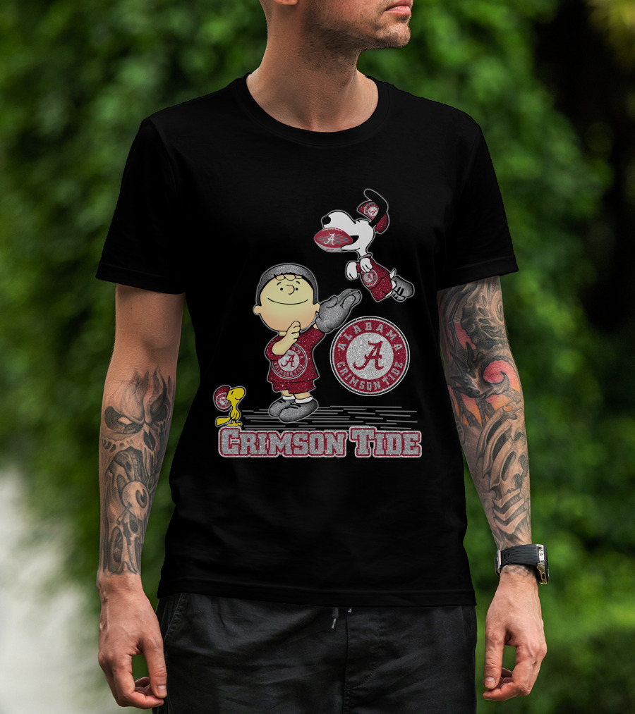 Snoopy And Woodstock Celebrate Alabama Crimson Tide Football T-Shirt