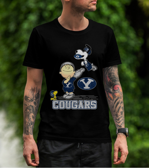 Snoopy Love BYU Cougars Peanuts Football Team Spirit T-Shirt