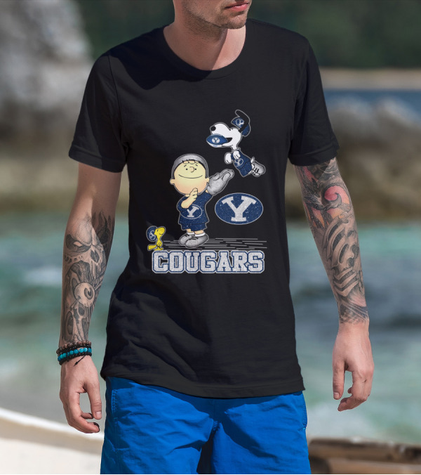 Snoopy Love BYU Cougars Peanuts Football Team Spirit T-Shirt