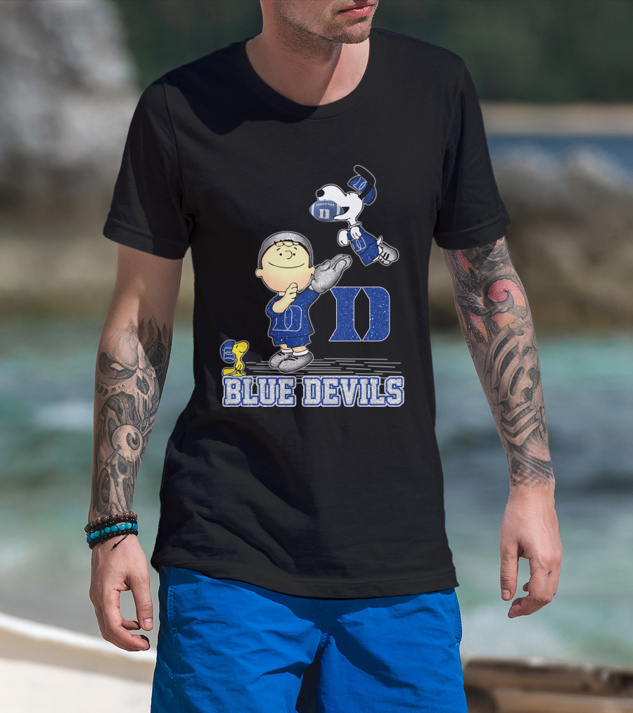 Snoopy And Friends Celebrating Duke Blue Devils Football Enthusiasm T-Shirt