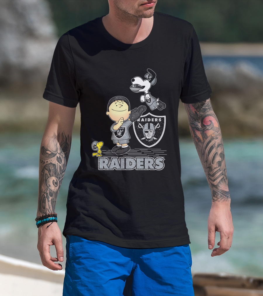 Snoopy Raiders Football Team With Las Vegas Logo And Friends T-Shirt