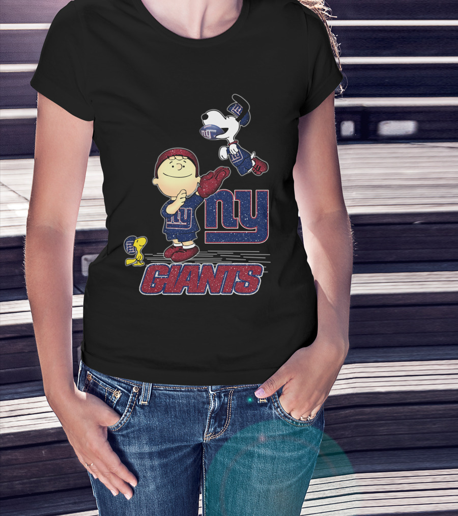 Snoopy Love New York Giants Ny Giants Football Charlie Brown Woodstock T-Shirt