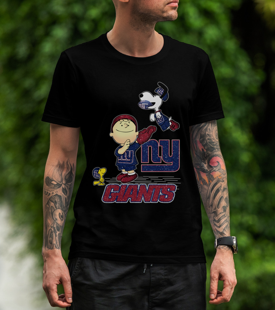Snoopy Love New York Giants Ny Giants Football Charlie Brown Woodstock T-Shirt