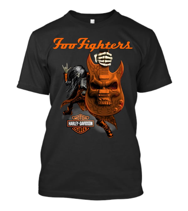 Foo Fighters Harley Davidson Skull Guitar T-Shirt