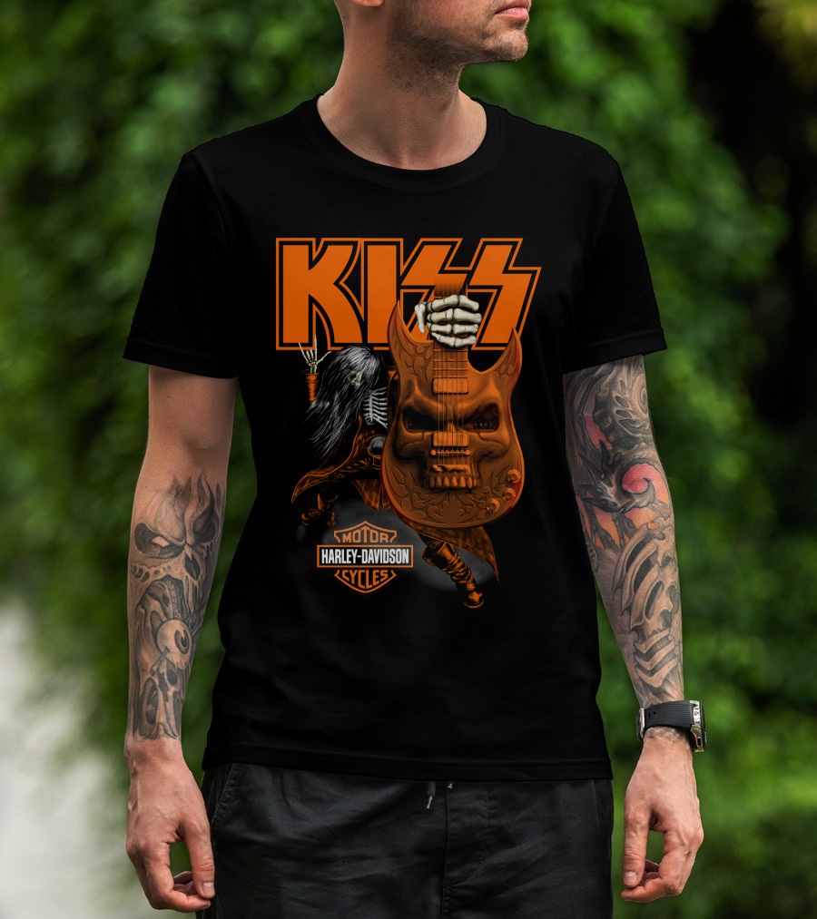 Kiss Harley Davidson Skeleton Guitar T-Shirt