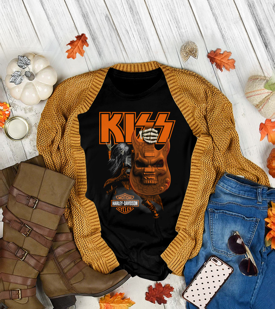 Kiss Harley Davidson Skeleton Guitar T-Shirt