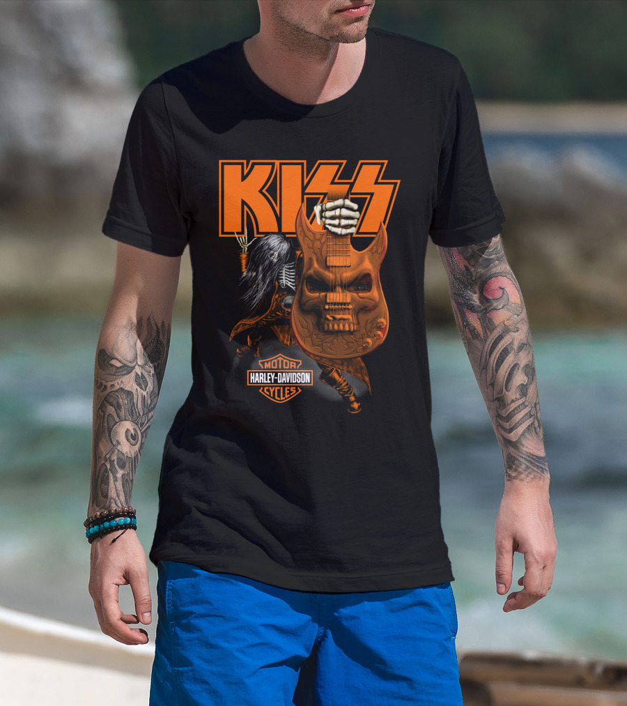 Kiss Harley Davidson Skeleton Guitar T-Shirt