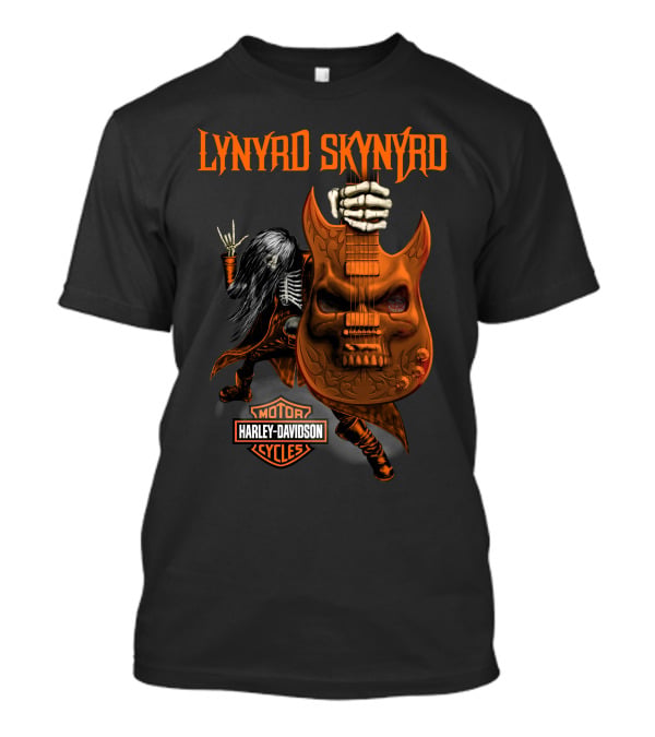 Lynyrd Skynyrd Harley Davidson Motor Cycles Skeleton Guitar T-Shirt