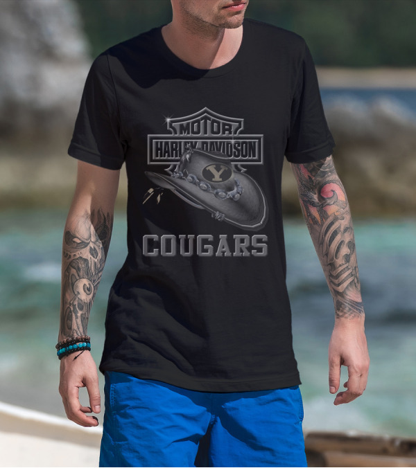Byu Cougars Harley Davidson Cowboy Hat T-Shirt