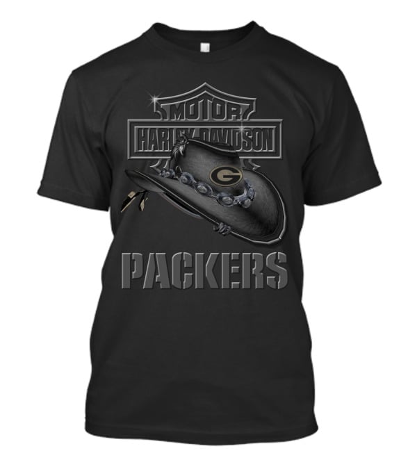 Motor Harley Davidson Green Bay Packers Cowboy Hat T-Shirt