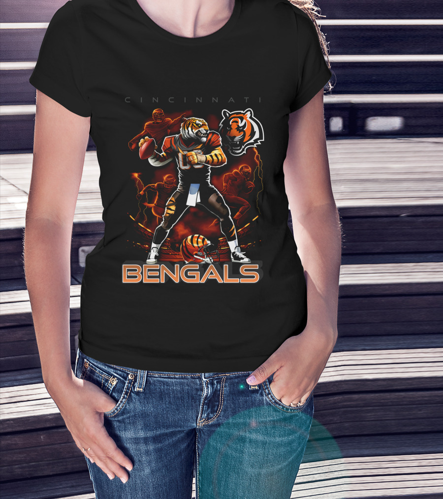 Cincinnati Bengals Tiger Football Player Iconic T-Shirt